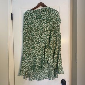 Max Studio Wrap Skirt Green and Whitee floral, midi length